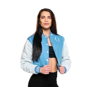 Crop Letterman Jacket Women’s Olympia Blue