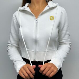 Zip Up Crop Hoodie Women’s Olympia White