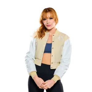 Crop Letterman Jacket Women’s Olympia Beige