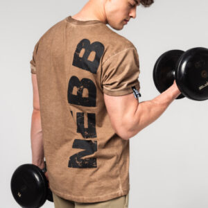 Washed-off Cotton T-shirt MAX OUT Light Brown 357