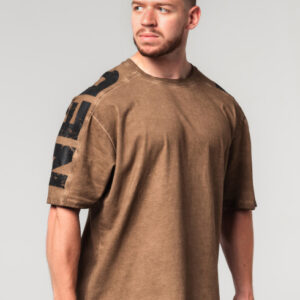 Washed-off Oversized T-shirt LIFTING CLUB Light Brown 368