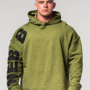 Washed-off Oversized Pullover Hoodie NO BS Green 371