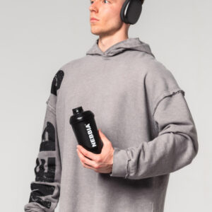 Washed-off Oversized Pullover Hoodie NO BS Light Grey 371