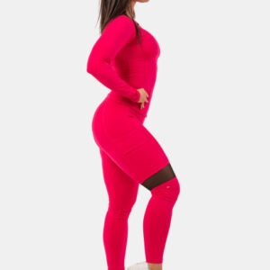 Long Sleeve Smart Pocket Sporty Top Pink 418