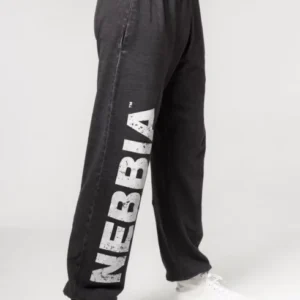 Washed-off Gym Sweatpants Baggy Style GYM BRO Black 373