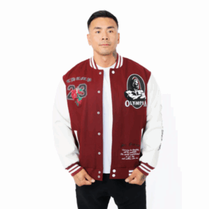 OIympia Red Velvet Roses Varsity Jacket