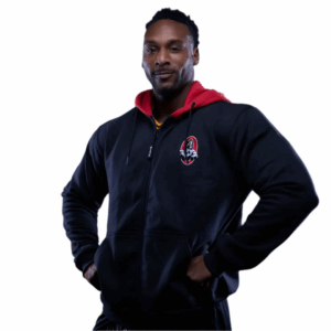 Olympia Full Zip Hoodie Black with Red